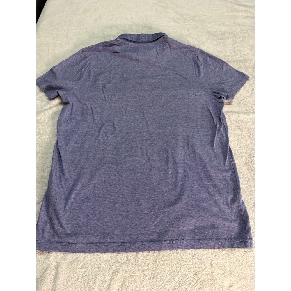 Ted Baker Mens Blue Micro Stripe Polo Shirt Short Sleeve Purple Trim Size 4 L - Picture 3 of 10